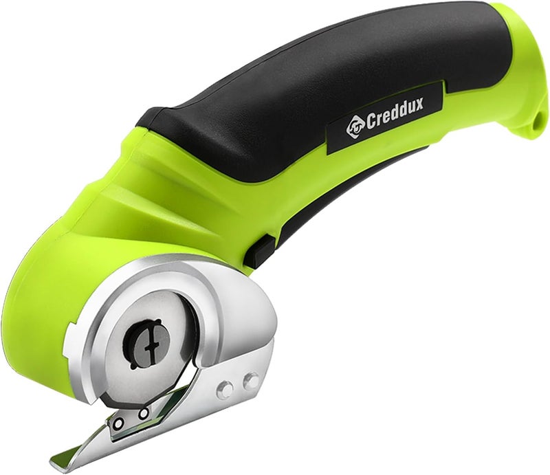 Creddux Cordless Electric Scissors, 4.2V Cardboard Cutter Tool for Cardboard Carpet Leather Packages Plastic with Rechargeable Battery Green - Image 1
